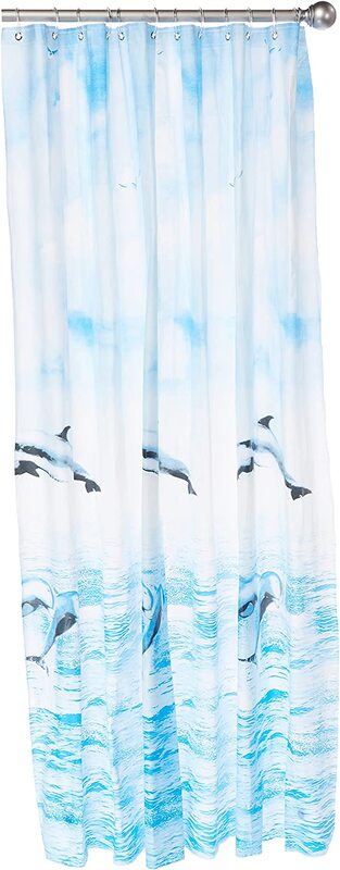 Home Pro Printed Ocean PVC Shower Curtain, 180cm, Blue