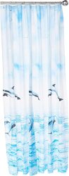 Home Pro Printed Ocean PVC Shower Curtain, 180cm, Blue