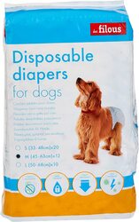 Les Filous Dogs Diapers, Medium, 12 Piece, White
