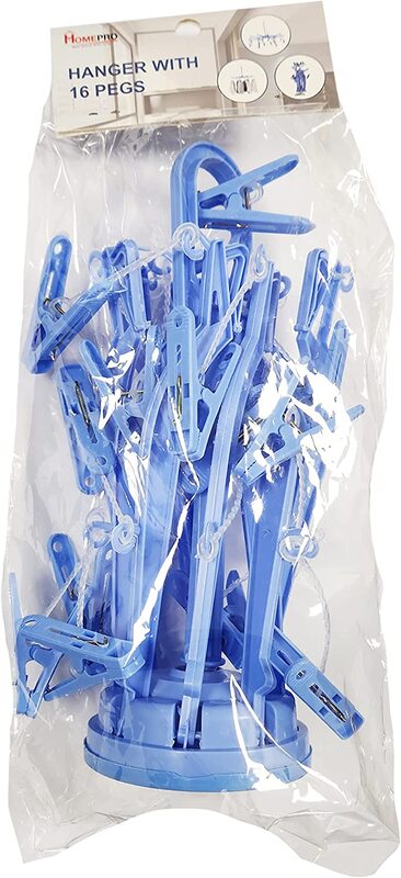 Home Pro Hanger with 16 Pegs, Blue