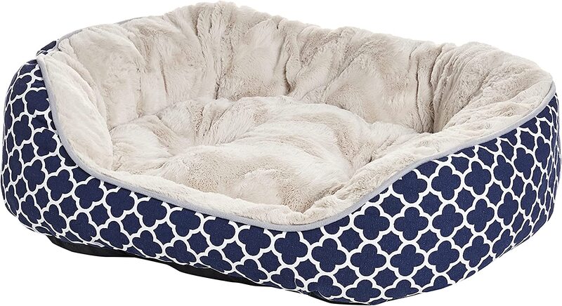 Les Filous Oval Basket Pet Bed, Large, Blue