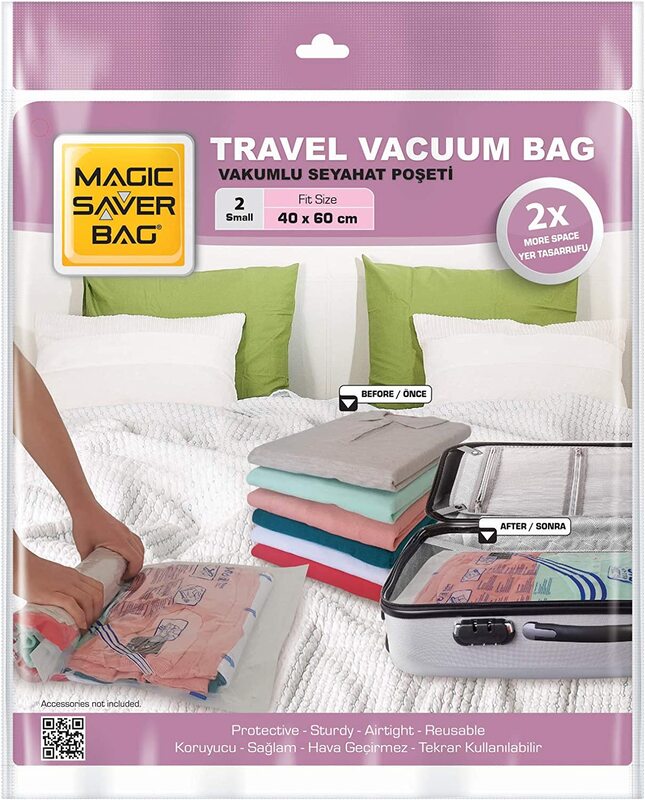 Magic Saver Vacuum Roll-Up Bag Set, 2 Piece, Small, Multicolour