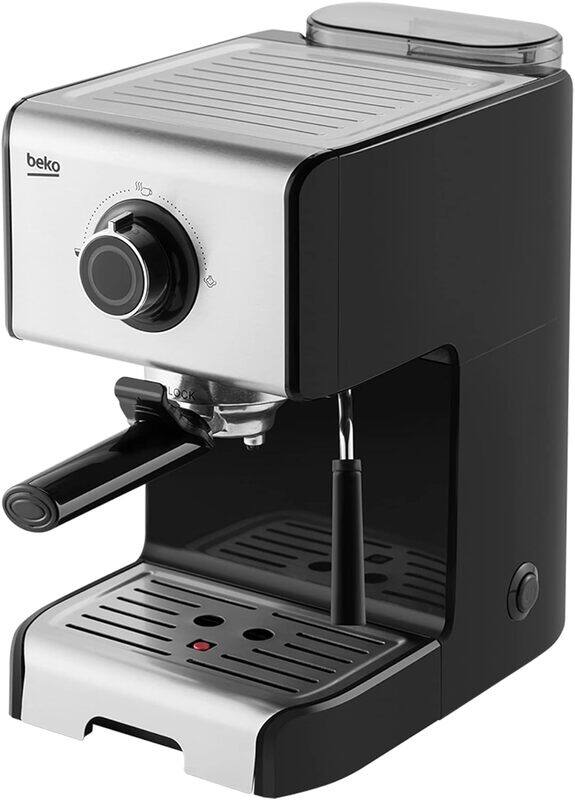 

Beko Espresso Coffee Machine - One Touch brew Espresso, 15 Bar Pressure, 1.2L Water Tank, Cup Warmer, Integrated knob control with light indicator,