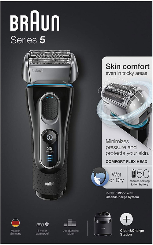 Braun Series 5 Electric Shaver, 5195CC, Black/Blue