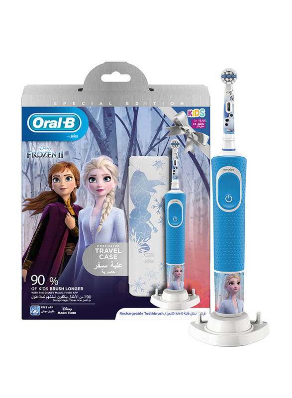 Oral-B 2K Disney Frozen II Electric Toothbrush with Travel Case Special Edition for Kids, 3+ Years, D 100.414, Multicolour