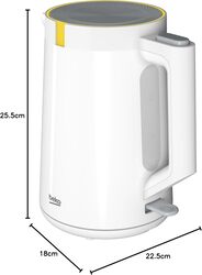 Beko Electric Kettle 1.7L, 2200W, LED warning, Heat storage function, Dry-boil Protection, 360 degree rotating base, Water level indicator, Auto Shut-off. - WKM4215W