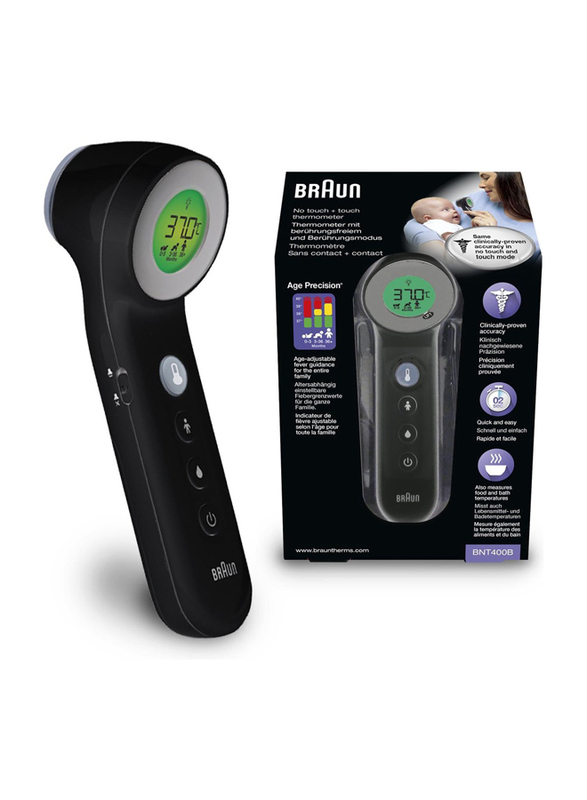 Braun No Touch + Touch Thermometer, BNT400B, Black