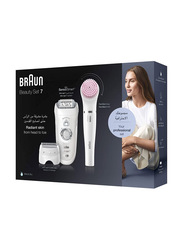 Braun Silk-epil 7 7-875 Beauty, Wet & Dry Epilator with 6 Extras Including FaceSpa, 6 Pieces, White/Silver