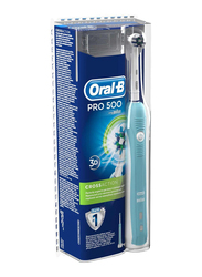 Oral B Pro 500 3D Cross Action Rechargeable Electric Toothbrush, Blue/White