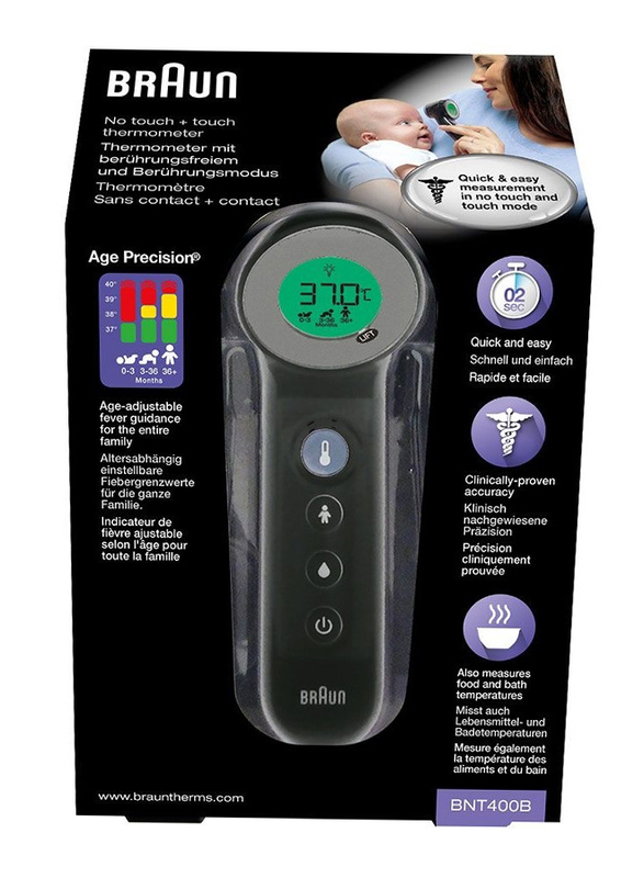 Braun No Touch + Touch Thermometer, BNT400B, Black
