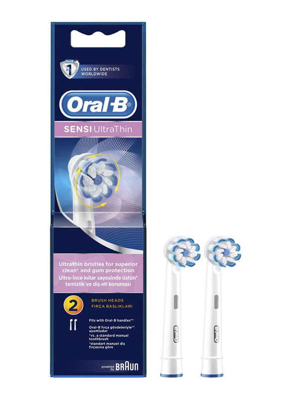 Oral B EB 60-2 Sensi Ultra Thin Replacement Toothbrush Brush Heads, White, 2 Pieces