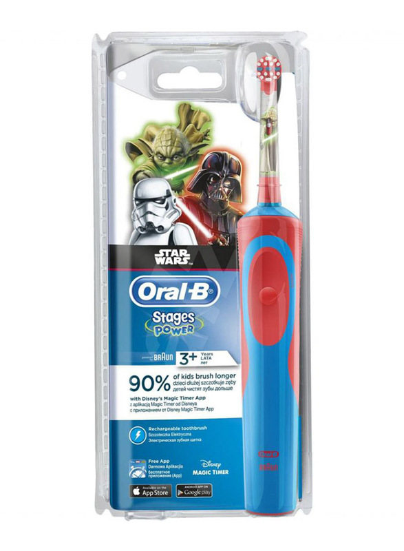 Oral B Star Wars Vitality Rechargeable Electric Toothbrush for Kids, Red/Blue