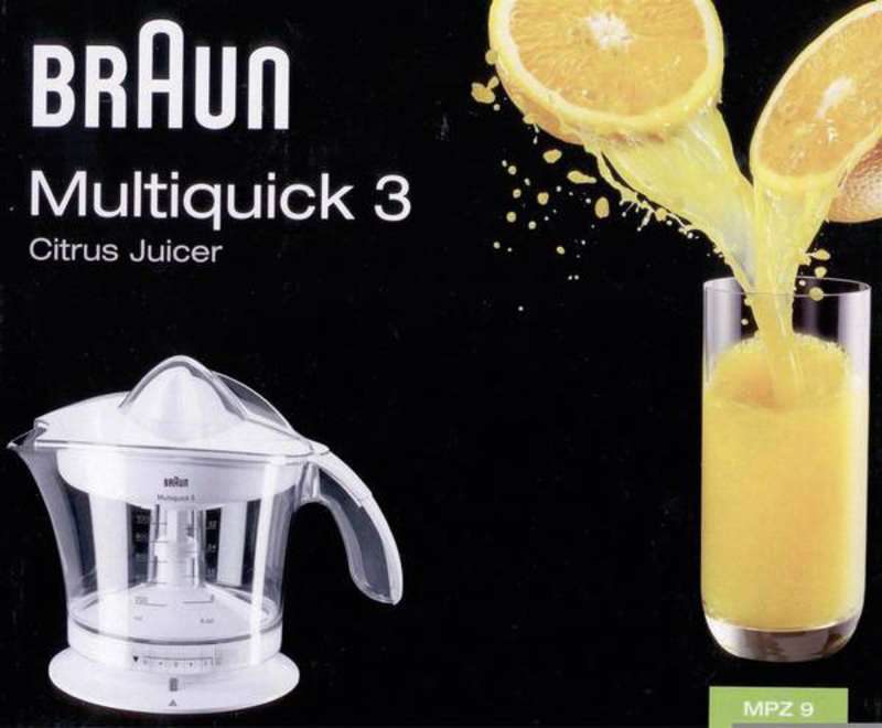 Braun Multiquick 3 Citrus Juicer, 20W, MPZ 9, White