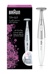 Braun Silk-epil FG1100 Silk Finish 3-in-1 Bikini Styler Trimmer Epilator with 4 Attachments, 5 Pieces, Silver/White