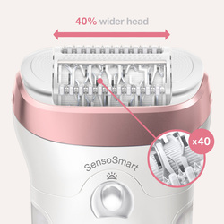 Braun Silk-epil 9 9-720 Wet & Dry Epilator with 4 Extras Including Shaver Head, 5 Pieces, White/Rose Gold