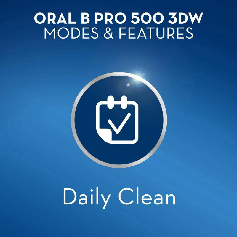 Oral B Pro 500 3D White Rechargeable Electric Toothbrush, Blue/White
