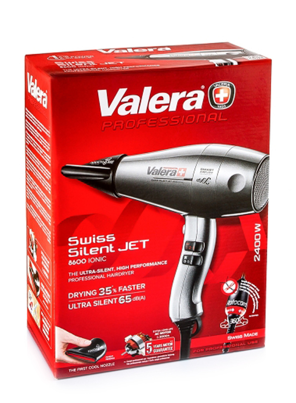 Valera Swiss Silent Jet 8600 Iconic Hair Dryer, Grey/Black