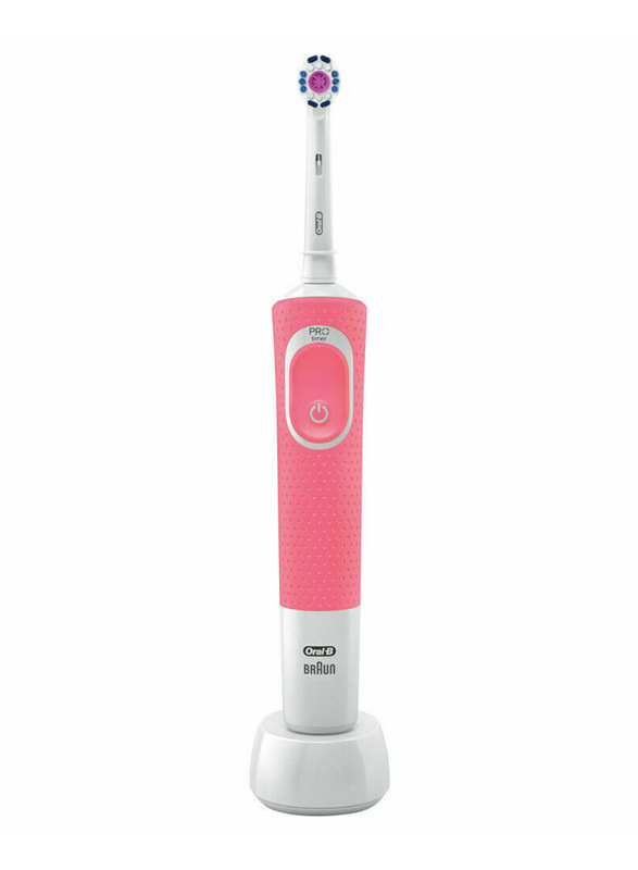 Oral B Vitality-100 3D White Rechargeable Electric Toothbrush, Pink/White