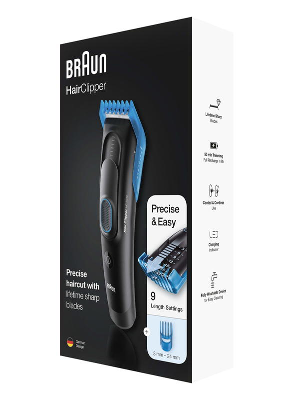 Braun HC 5010 Rechargeable Hair Clipper, Black