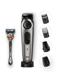 Braun BT7240 Rechargeable Beard and Hair Trimmer, with Gillette Fusion 5 Proglide Razor, Grey/Black