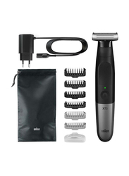 Braun Series-X Wet Plus Dry All-In-One Tool with 6 Attachments & Travel Pouch, XT5200, Black/Grey