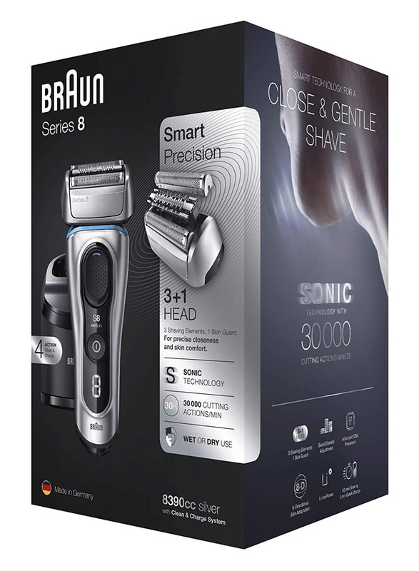 Braun Series 8 Electric Shaver, 8390CC, Silver