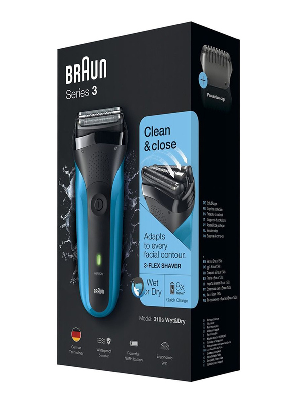 Braun Series 3 Electric Shaver, 310S, Black/Blue