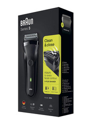 Braun Series 3 Electric Rechargeable Shaver with Toiletry Set, 3000S, Black