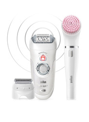Braun Silk-epil 7 7-875 Beauty, Wet & Dry Epilator with 6 Extras Including FaceSpa, 6 Pieces, White/Silver