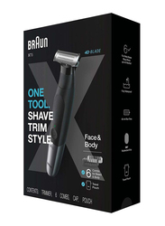 Braun Series-X Wet Plus Dry All-In-One Tool with 6 Attachments & Travel Pouch, XT5200, Black/Grey