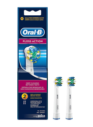 Oral B EB 25-2 Floss Action Replacement Toothbrush Brush Heads, White, 2 Pieces