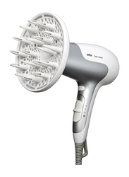 Braun Satin Hair 5 Power Perfection HD585 Hair Dryer, 2500 Watts, White/Grey