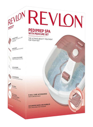 RevlonB Pedi Prep Foot Spa Bath Massage with Nailcare Set, RVFB7021, White/Pink
