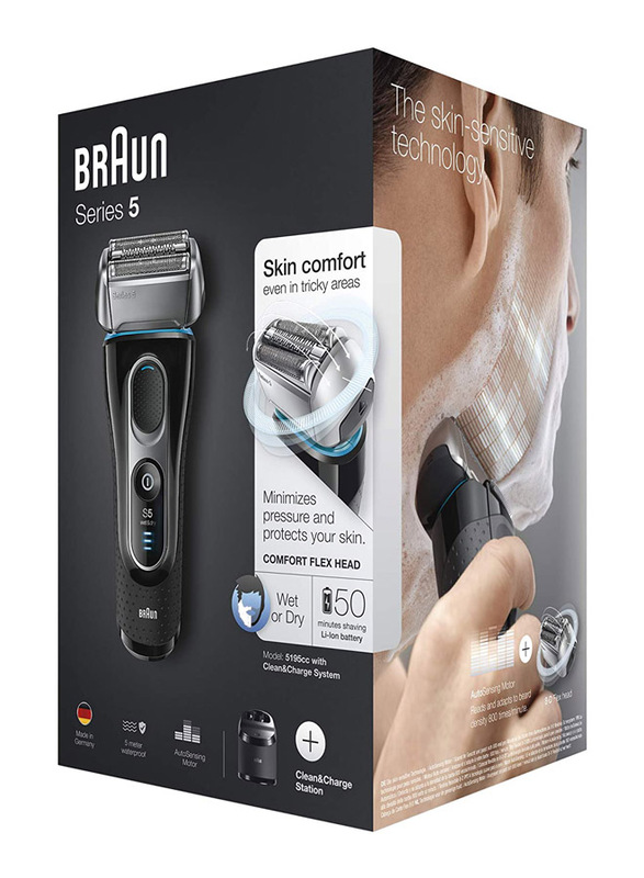 Braun Series 5 Electric Shaver, 5195CC, Black/Blue