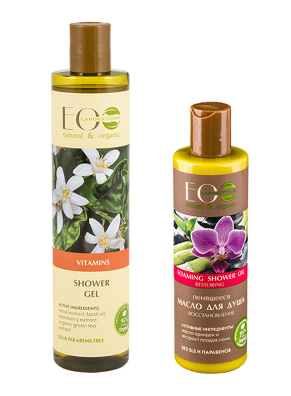 

EO Laboratorie Organic Strawberry Extract Vitamins Shower Gel with Restoring Foaming Noni Fruit Shower Oil, 2 Pieces