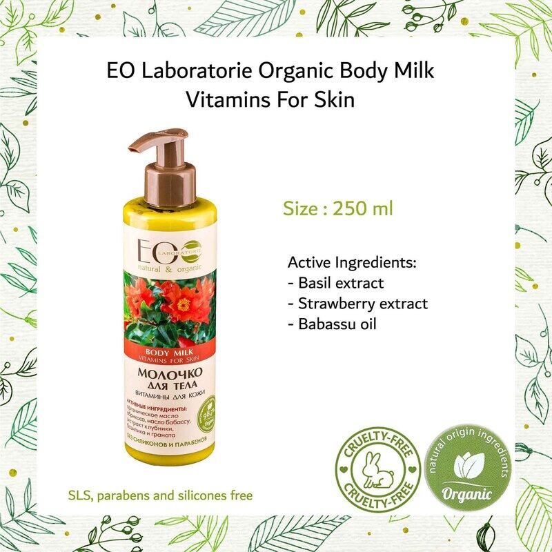 

EO Laboratorie Organic Body Milk with Strawberry Extract for Dry Skin, 250ml