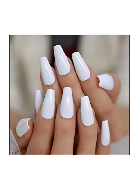 DIY Glams Glossy Press-On False Nails, White