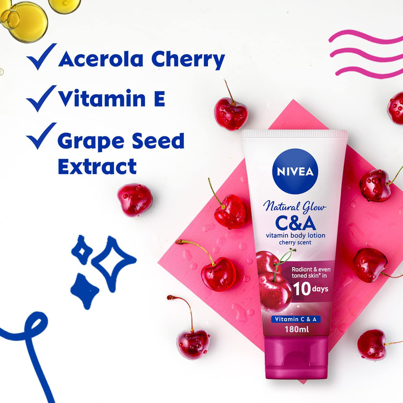 Nivea Natural Glow Vitamin C and A Cherry Scented Body Lotion, 180ml