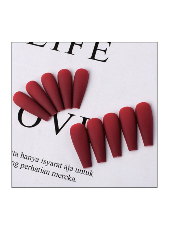 DIY Glams Matte Press-On False Nails, Dark Red