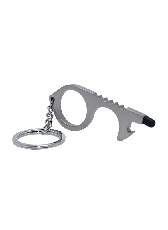 Hand Free Door Open No Touch Key Chain, Silver