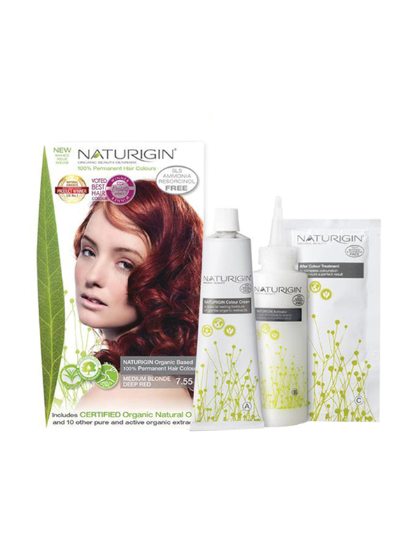 Naturigin Permanent Organic Hair Colour, 115g, 7.55 Medium Blonde Deep Red