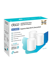 TP-Link Deco X60 Home Mesh Wi-Fi System, 3-Pieces, AX3000, White