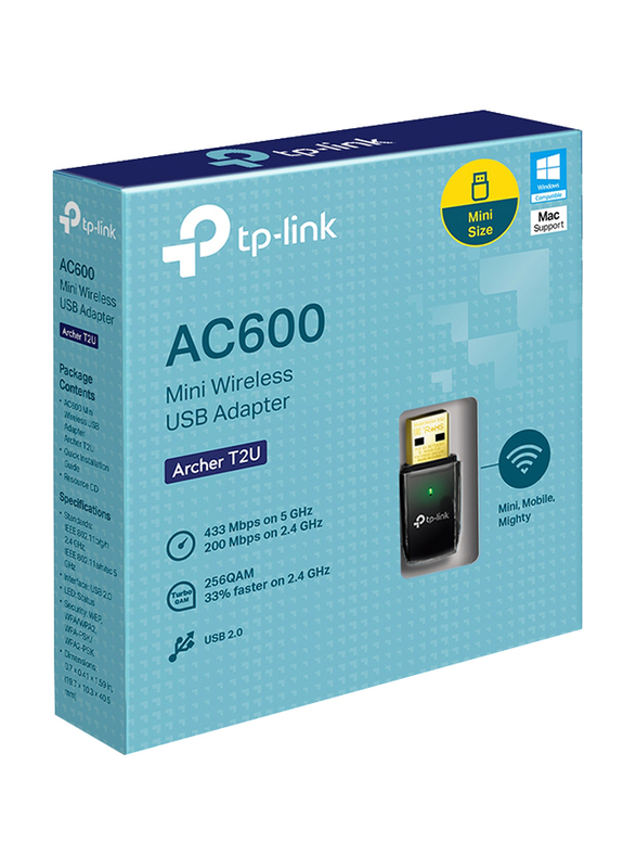 TP-Link Archer T2U AC600 Wireless Dual Band USB Adapter, Black