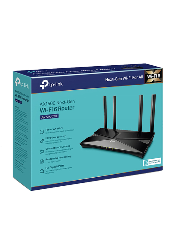 TP-Link Archer AX10 Wi-Fi 6 Router, AX1500, Black