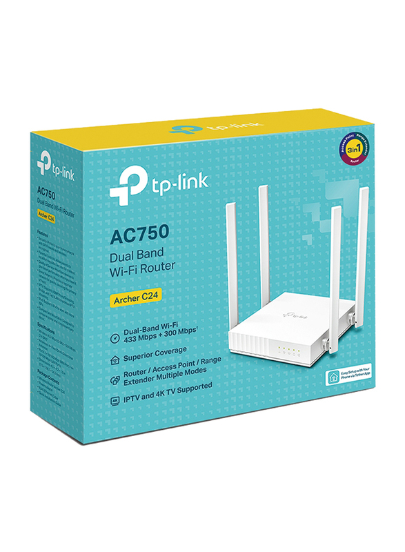 TP-Link Archer C24 Dual-Band Wi-Fi Router, AC750, White