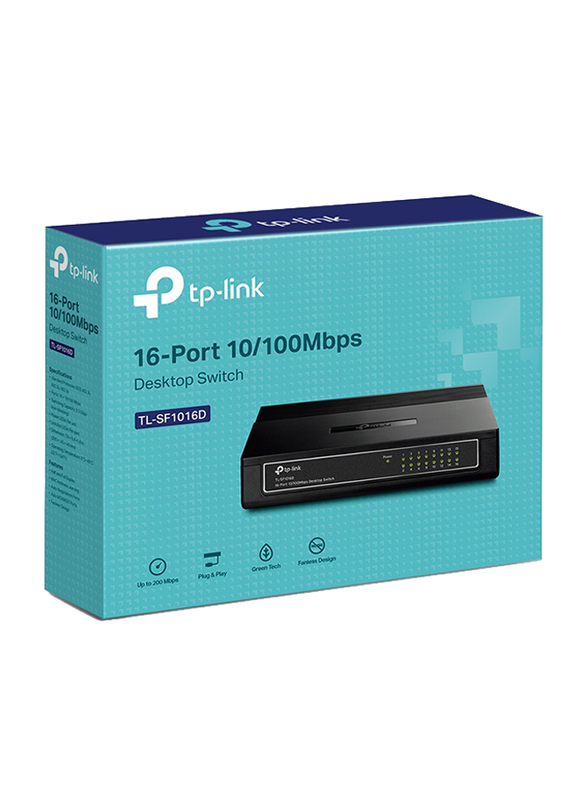 TP-Link TL-SF1016D V7 16-Port 10/100Mbps Desktop Switch, Black