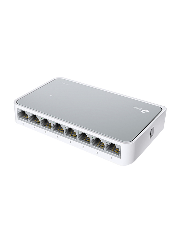 TP-Link TL-SF1008D V11 8-Port 10/100Mbps Desktop Switch, Silver/White