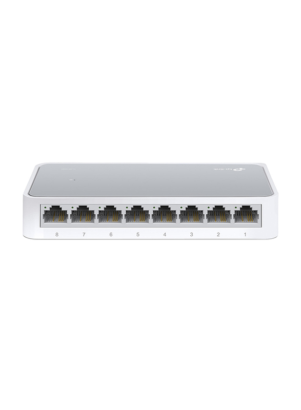 TP-Link TL-SF1008D V11 8-Port 10/100Mbps Desktop Switch, Silver/White