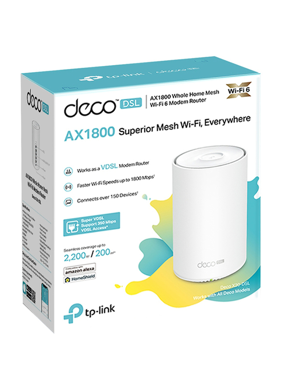 TP-Link Deco X20-DSL VDSL Whole Home Mesh WiFi 6 Gateway, 3 Pieces, AX1800, White