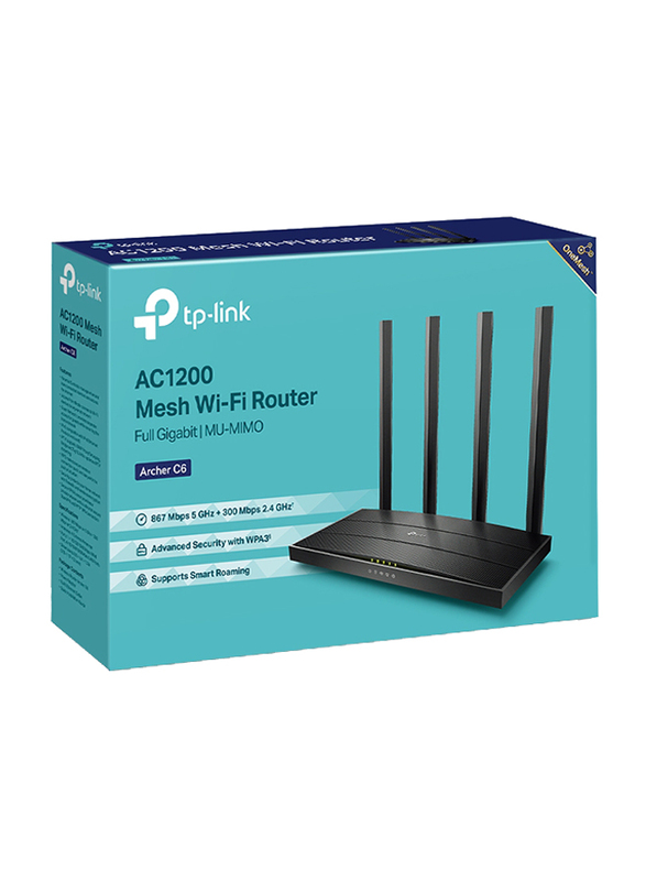 TP-Link Archer C6 Wireless MU-MIMO Gigabit Router, AC1200, Black